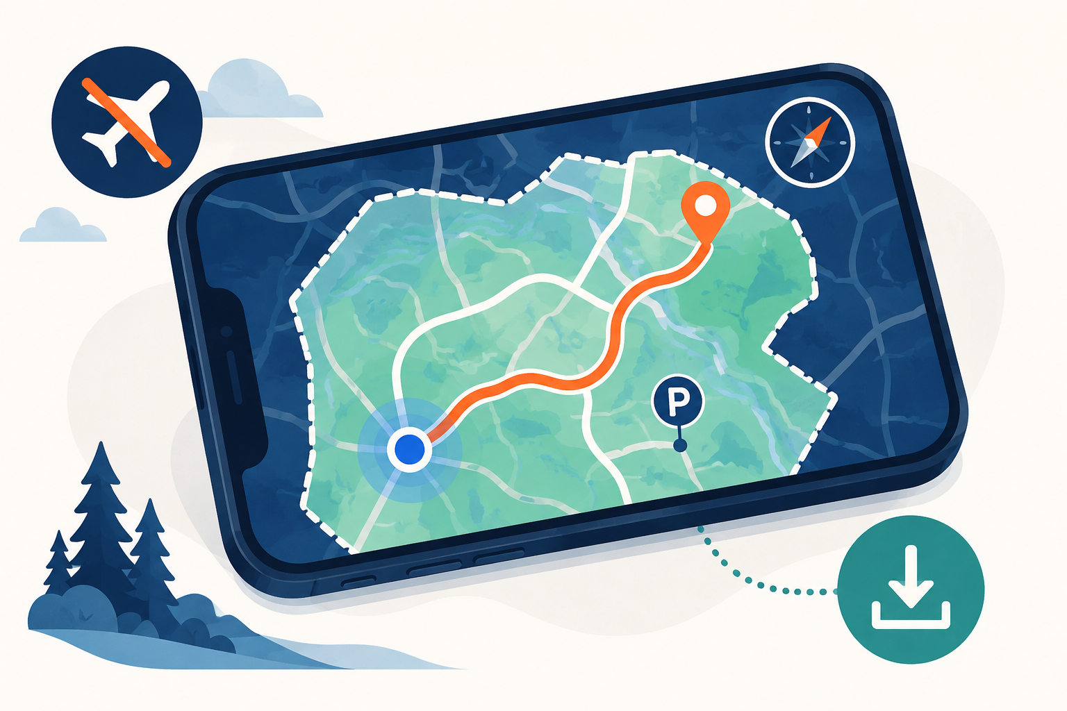 Zone cartographique téléchargée pour naviguer hors ligne