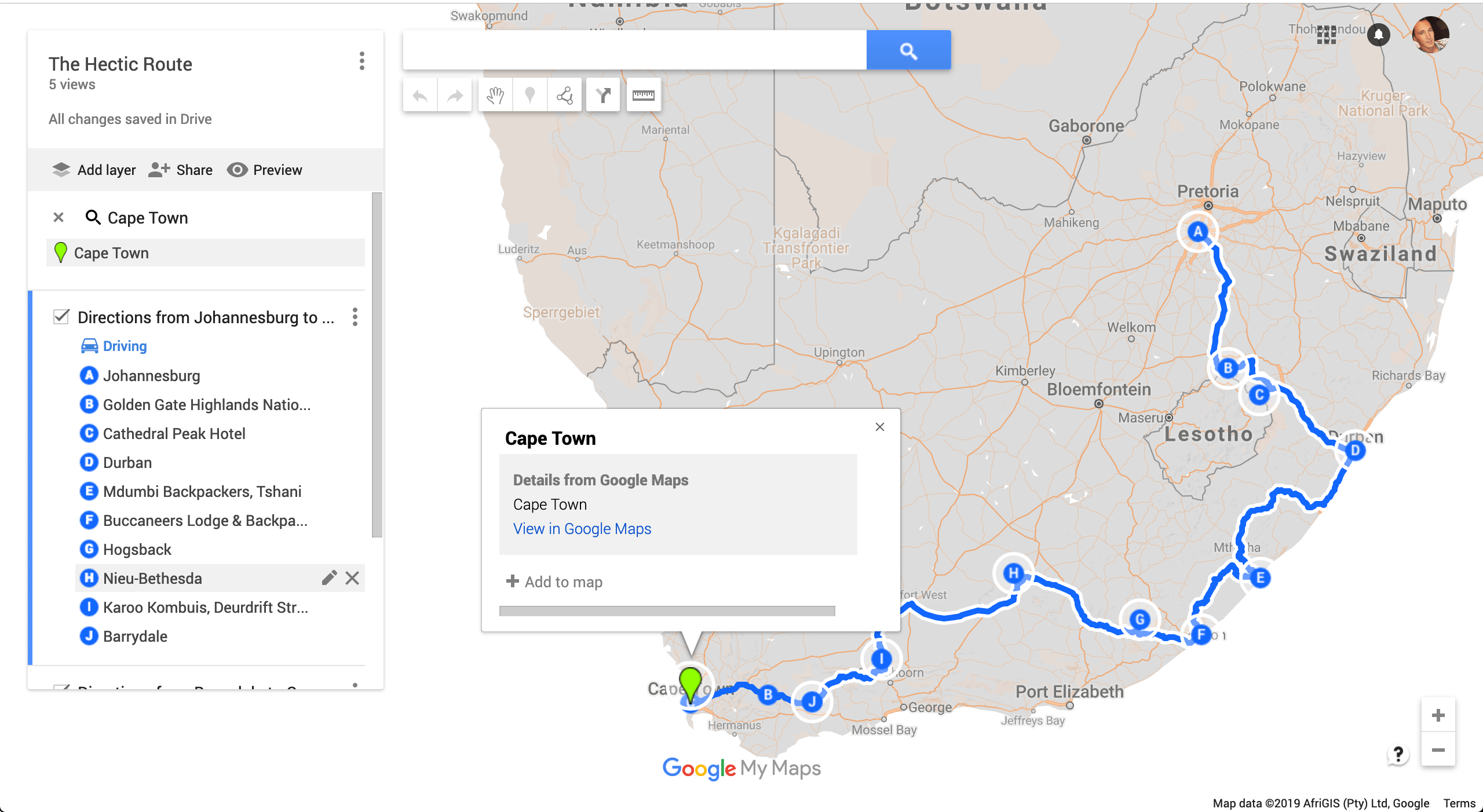Création d’un itinéraire dans Google My Maps