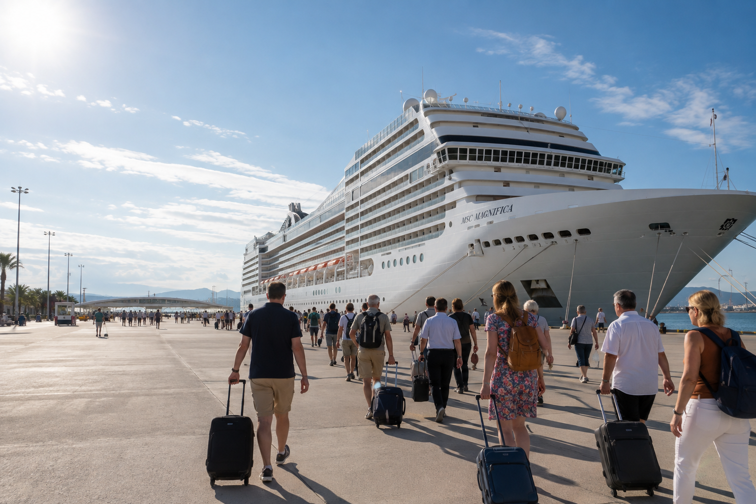 Voyageurs embarquant à bord du MSC Magnifica