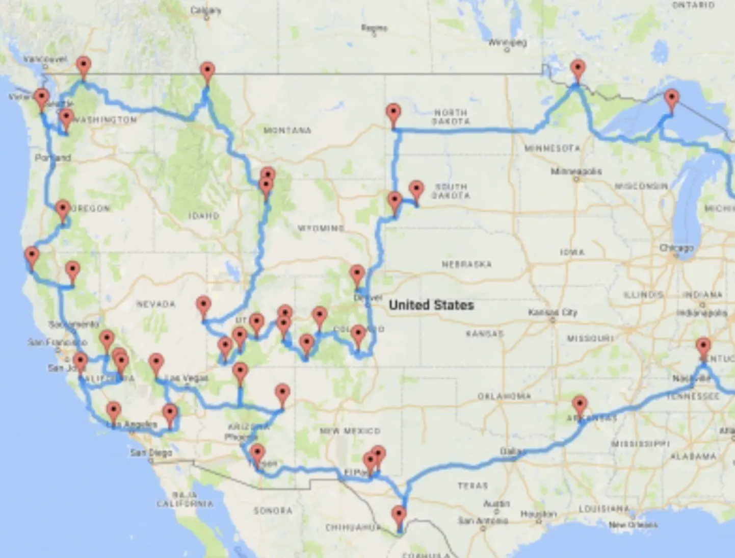 road trip American park